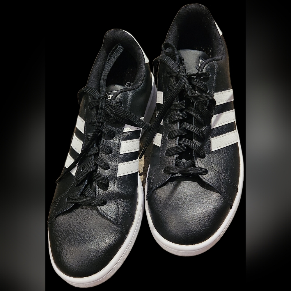 Adidas Black White Stripe Grand Court F36393 Mens Sneakers Athletic Shoes 12.5 - Picture 3 of 12